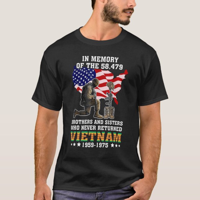 Till minne av de 58479 Vietnam Veteranerna i USA T Shirt (Framsida)
