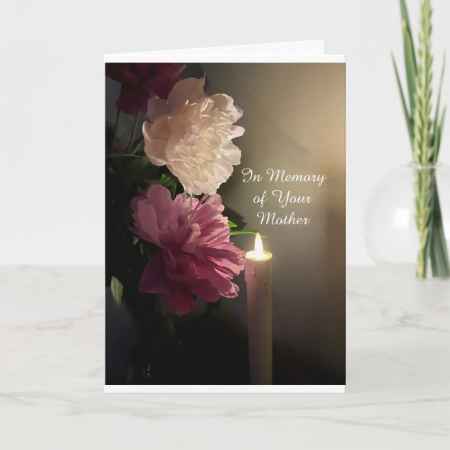 Till minne av din Mor med Peonies Flame  Kort (Framsida)