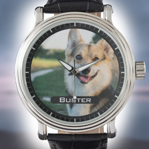 Till minne av ditt husdjur. Husdjursfoto på ett ur Armbandsur