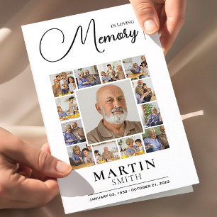 Till minne av Dödsannons Fotokollage Begravning Reklamblad