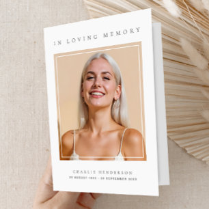 Till minne av Dödsannons Minimalistisk begravning Program