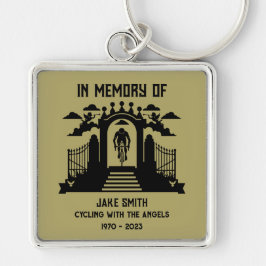 Till minne av en cyklist-begravning fyrkantig silverfärgad nyckelring