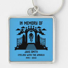 Till minne av en cyklist-begravning fyrkantig silverfärgad nyckelring