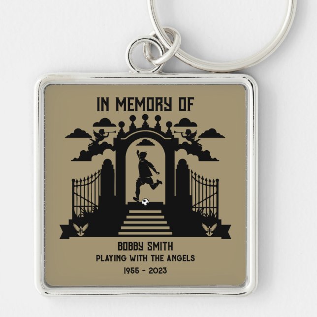 Till minne av en golferbegravning fyrkantig silverfärgad nyckelring (Framsidan)