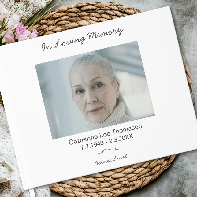 Till minne av enkel elegant begravningsgästbok gästböcker (Simple Elegant In Loving Memory Funeral Guest Book)