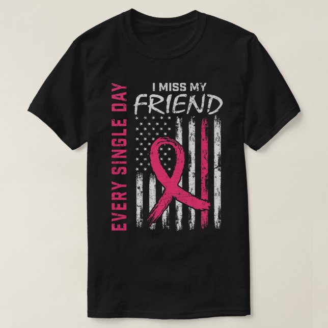 Till minne av Friend Breast Cancer Awareness Flagg T Shirt (Design framsida)