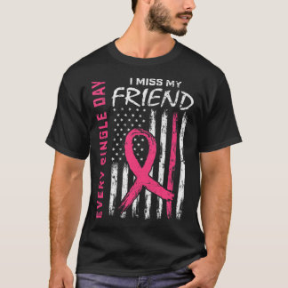 Till minne av Friend Breast Cancer Awareness Flagg T Shirt