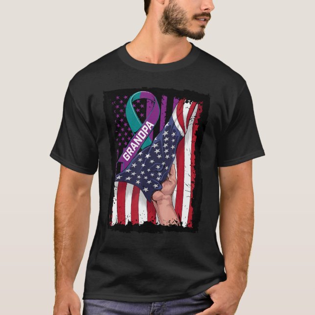 Till minne av Grandpa Suicide Awareness American F T Shirt (Framsida)