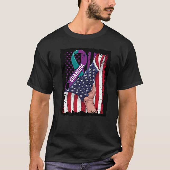 Till minne av Grandpa Suicide Awareness American F T Shirt (Framsida)