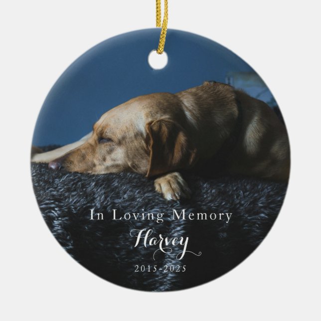 Till minne av husdjur Foto Minnesmärke Julgransprydnad Keramik (Framsidan)