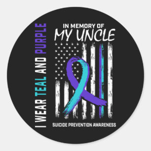 Till minne av min morbror Suicide Awareness Preven Runt Klistermärke