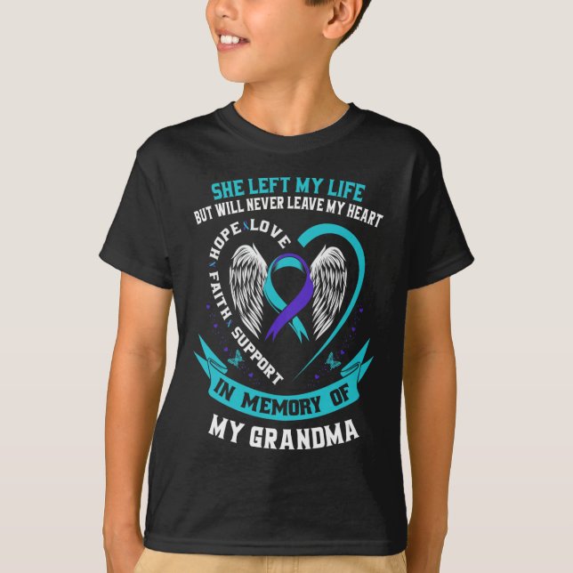 Till minne av min mormor Suicide Awareness Memoria T Shirt (Framsida)