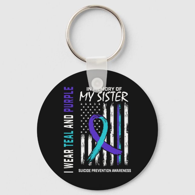 Till minne av min syster Suicide Awareness Prevent Nyckelring (Framsida)