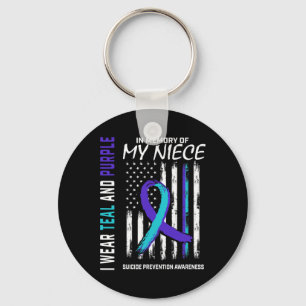 Till minne av min systerdotter Suicide Awareness P Nyckelring