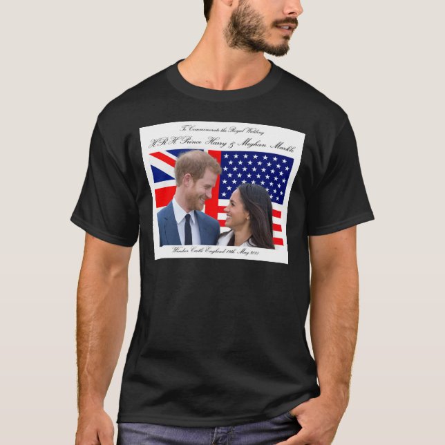 Till minne av Royalet Bröllop Harry och Meghan T Shirt (Framsida)