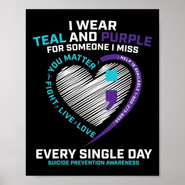 Till minne av Semi Colon Suicide Prevention Awa Poster (Framsidan)