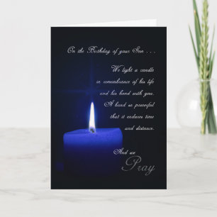 Till minne av Son's Birthday Blue Candle Kort