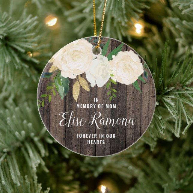 Till minne av träkorn av Mamma Personlig Land Julgransprydnad Keramik (Träd)