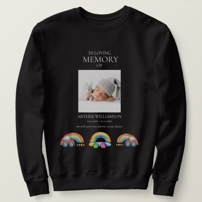 Till minnes av regnbarn minnesskjorta lång ärmad tröja (Design framsida)