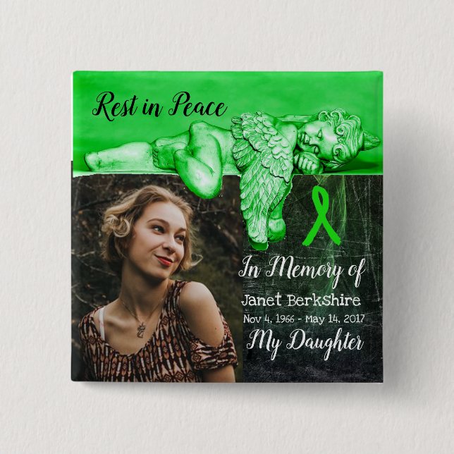 Till minnes minnesknappen för min dotter Lyme Memo Knapp (Framsida)