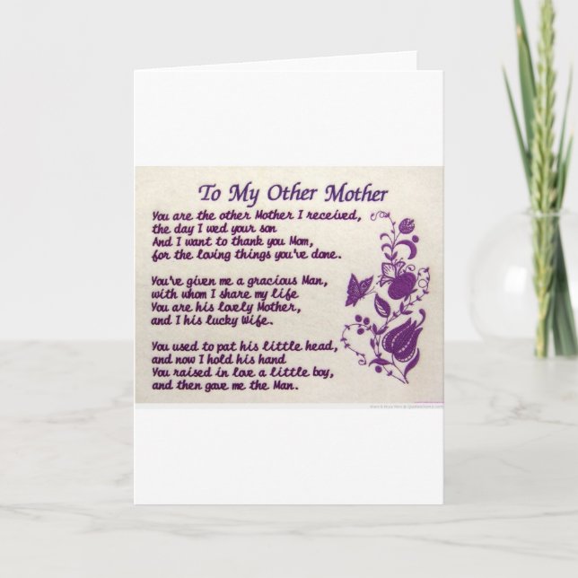 Till mitt andra Mor; Tack (Framsida)