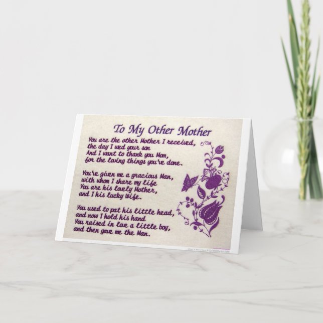 Till mitt andra Mor; Tack Kort (Framsida)