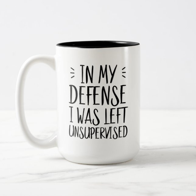 Till mitt försvar lämnades jag oövervakad Två-Tonad mugg (Vänster)