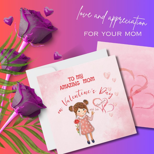 Till mitt kort för alla hjärtans dag i Mamma i Fan (Zazzle To my Amazing Mom Valentine's Day Card (Front))