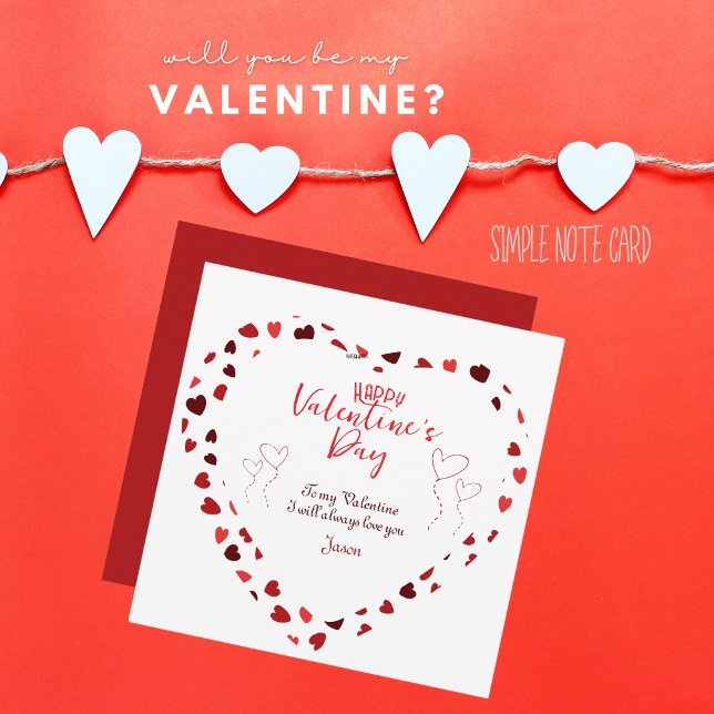 Till mitt Valentine Kärlek Note Card med hjärtan Julkort (To my Valentine Love Note Card with hearts)