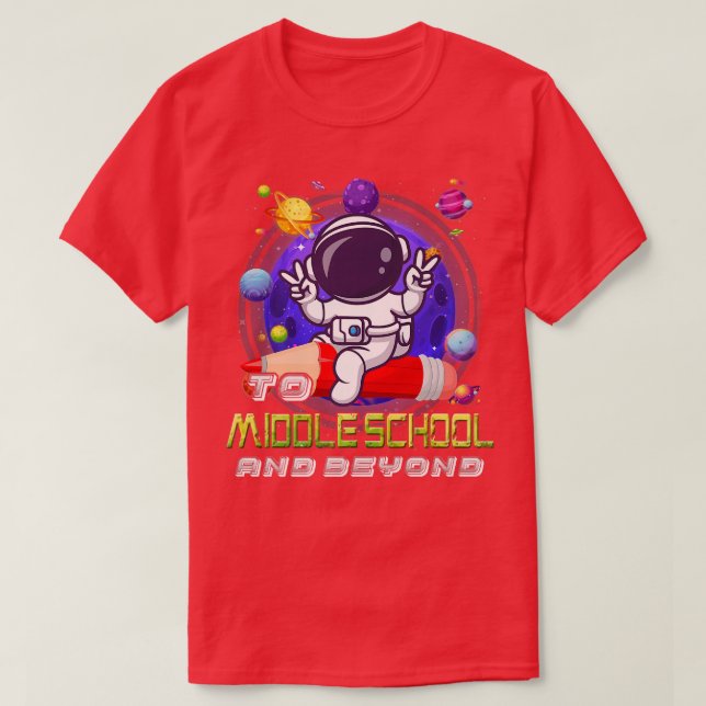till Mitten och bortom astronaut tillbaka till Sch T Shirt (Design framsida)