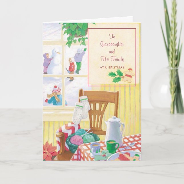 Till mordotter och hennes familj vid jul helgkort (Framsida)