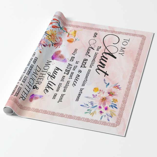 Till Moster från Niece Flower Älskare Gift Presentpapper (Utrullad)