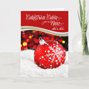 till Niece jul Cheer Red Snowflake Ornament Helgkort