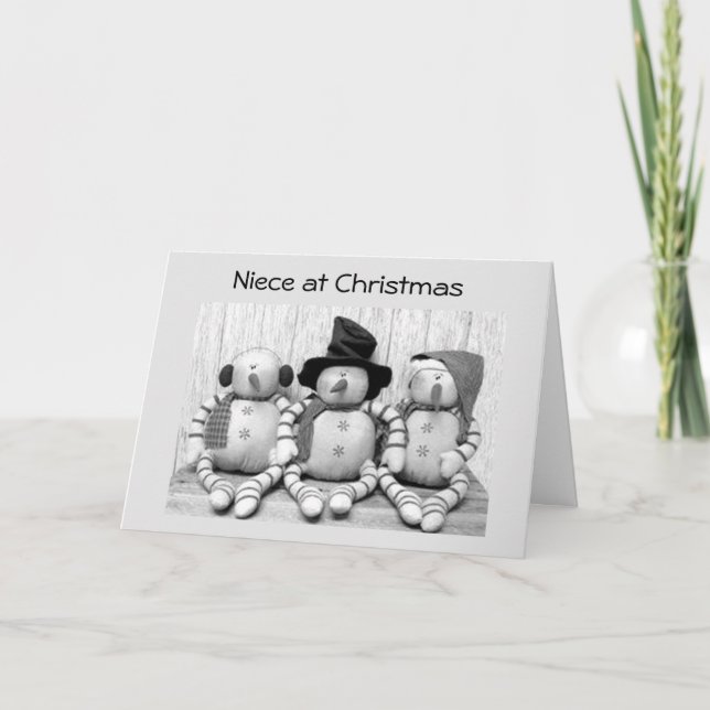TILL *NIECE* VID CHRISTMAS FRÅN UTE-SNÖGUBBAR HELGKORT (Framsida)