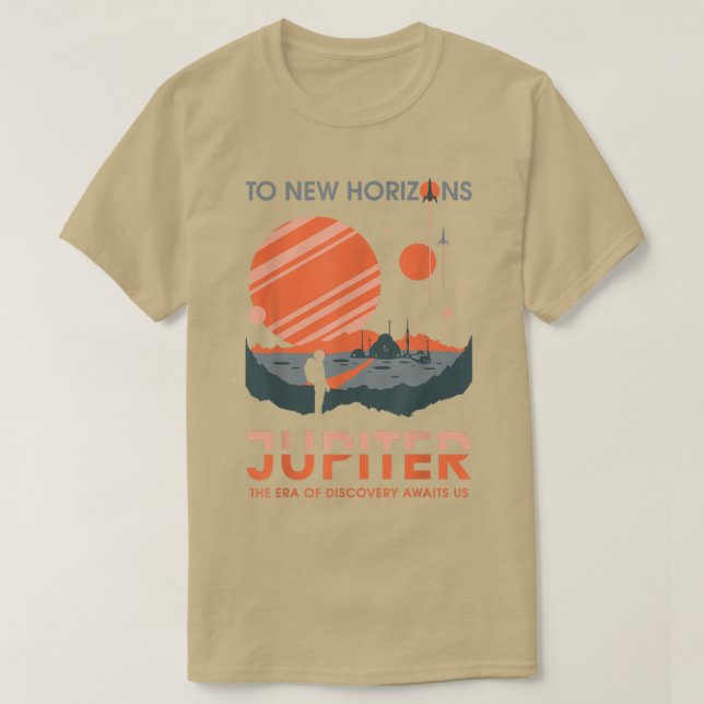 Till nya Horisont Jupiter Planet Futurism Science  T Shirt (Design framsida)