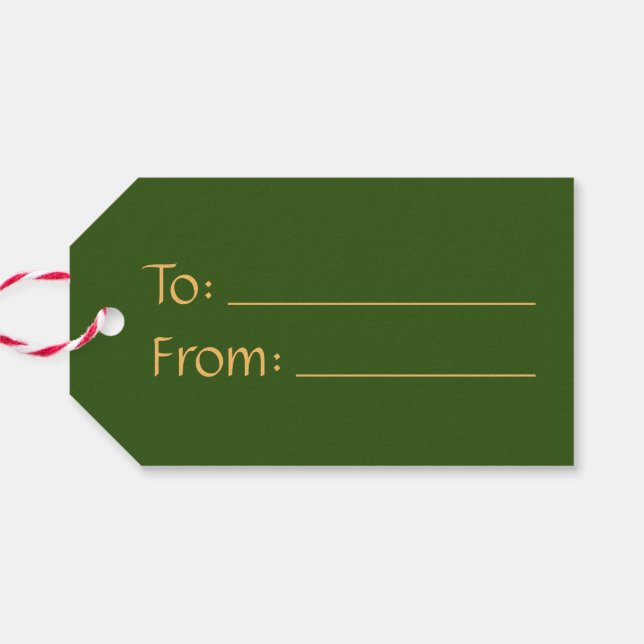Till och från Grönt Guld Elegant Enkel jul Presentetikett (Baksidan Horisontell)