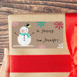 Till och från Jolly Snö Man & Snöflingor Adressetikett<br><div class="desc">Utformningen är ett exempel på hur man frostigt illustrerar snö med ljusa färger av ,  nyp,  grönt och blues snöflingor Alla illustrationer som finns i denna roligt,  färgstarka till och från snögubbe-dekala-märkre är handritade originalbilder av Moodthology.</div>