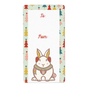Till och från Woodland Forest Bunny Rabbit Jul Fraktsedel