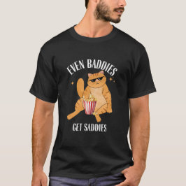 Till och med Baddies Get Saddies Funny Cat Meme T- T Shirt