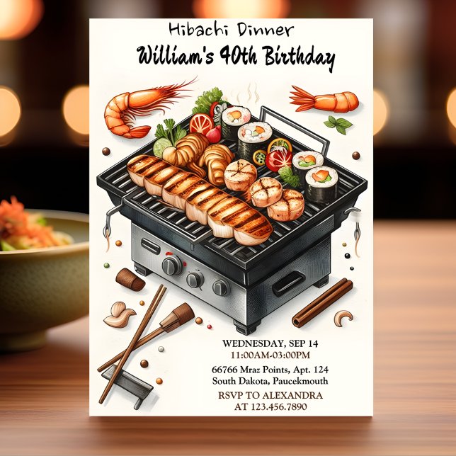 Till och med Chef Bbq Japanska Sushi Hibachi 50:e  Inbjudningar (Skapare uppladdad)