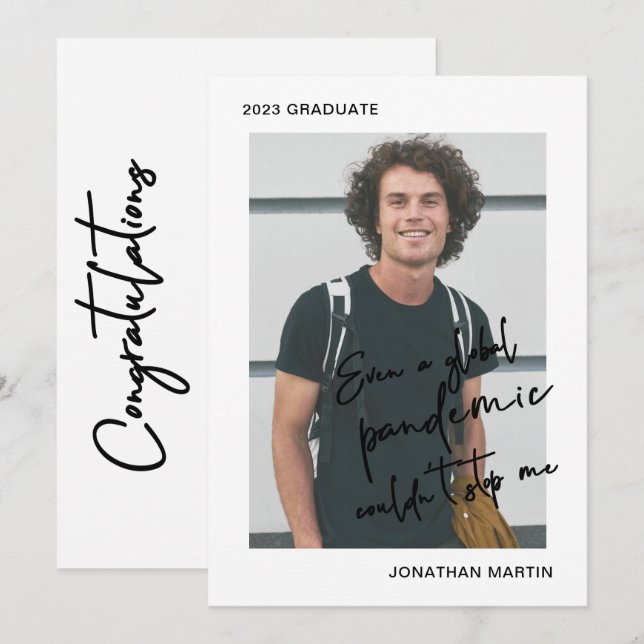 Till och med en Pandemi One Photo Studentfest Inbjudningar (Fram/baksida)