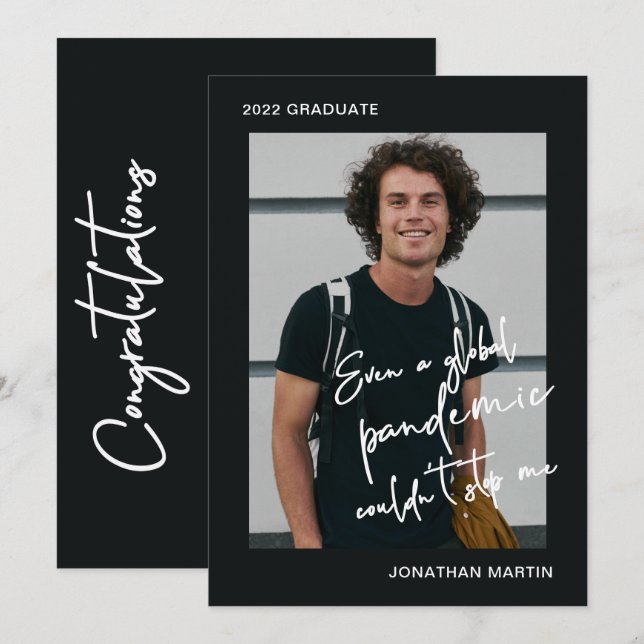 Till och med en Pandemi One Photo Studentfest Inbjudningar (Fram/baksida)