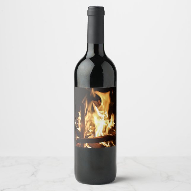 Till och med flammar vinflaska etikett (Framsida)