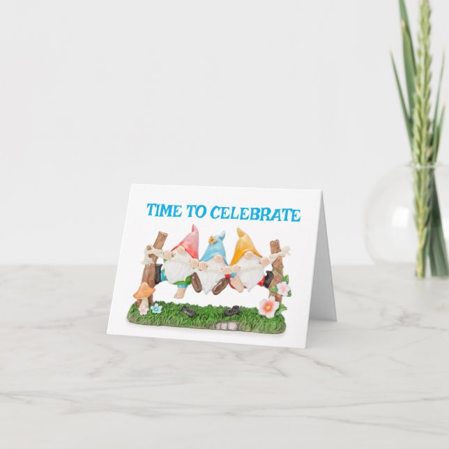 TILL OCH MED GNOMES VILL CELEBRATERA DIN BIRTHDAY KORT (Framsida)