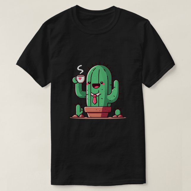 Till och med kaktusar dricker kaffe t shirt (Design framsida)