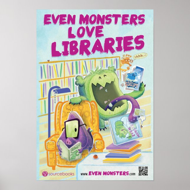 Till och med Monsters Kärlek Bibliotek 13 tum x 19 Poster (Framsidan)