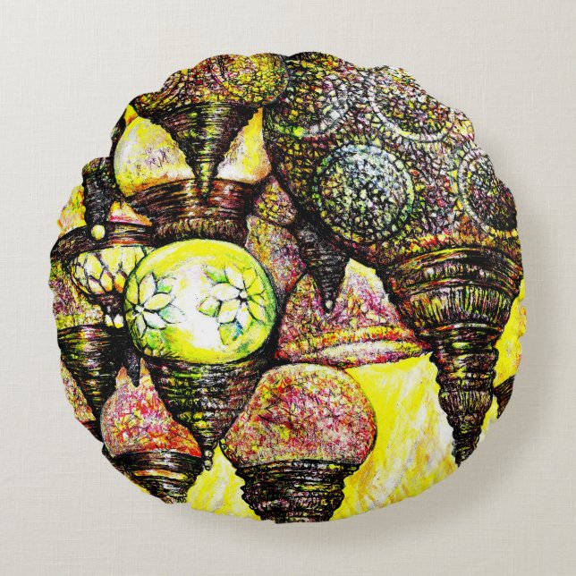 Till och med större idé om Färg Rund Kudde (Framsidan)