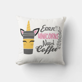 Till och med Unicorns behöver kaffe Party Kudde