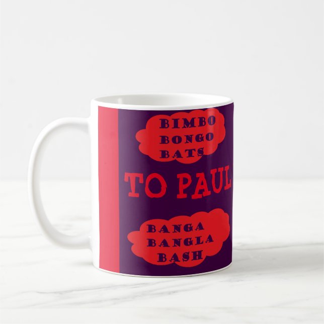 Till Paul med kärlek Red lila Design roligt logoty Kaffemugg (Vänster)