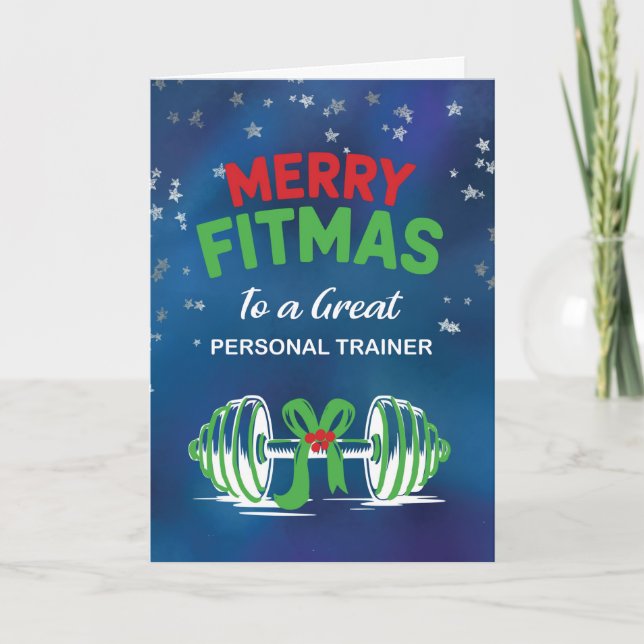 Till Personal Trainer Barbell Funny Merry Fitness Kort (Framsida)